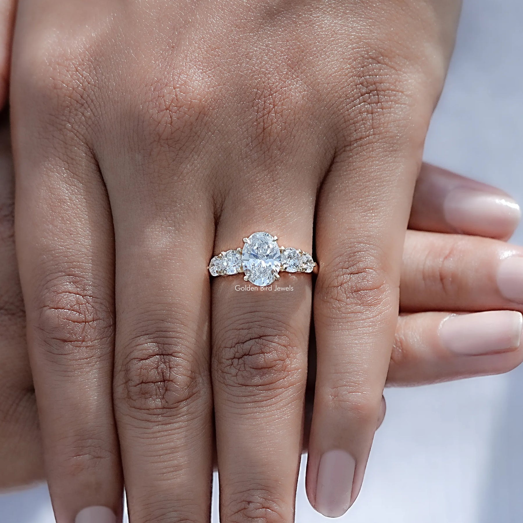 Oval Cut Lab Grown Diamond Five Stone Ring