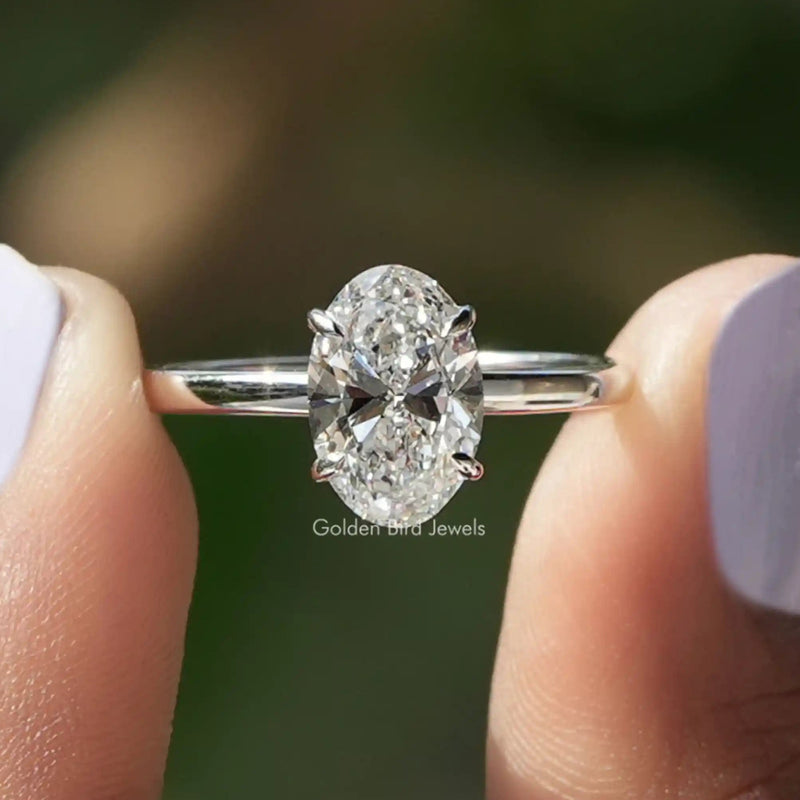 Oval Shape Lab Diamond Solitaire Engagement Ring