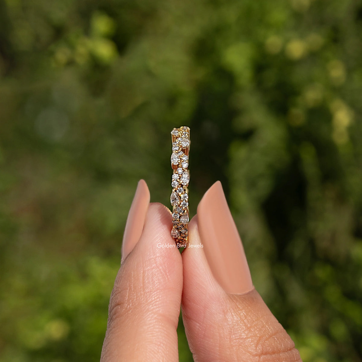 Pear And Round Moissanite Eternity Band