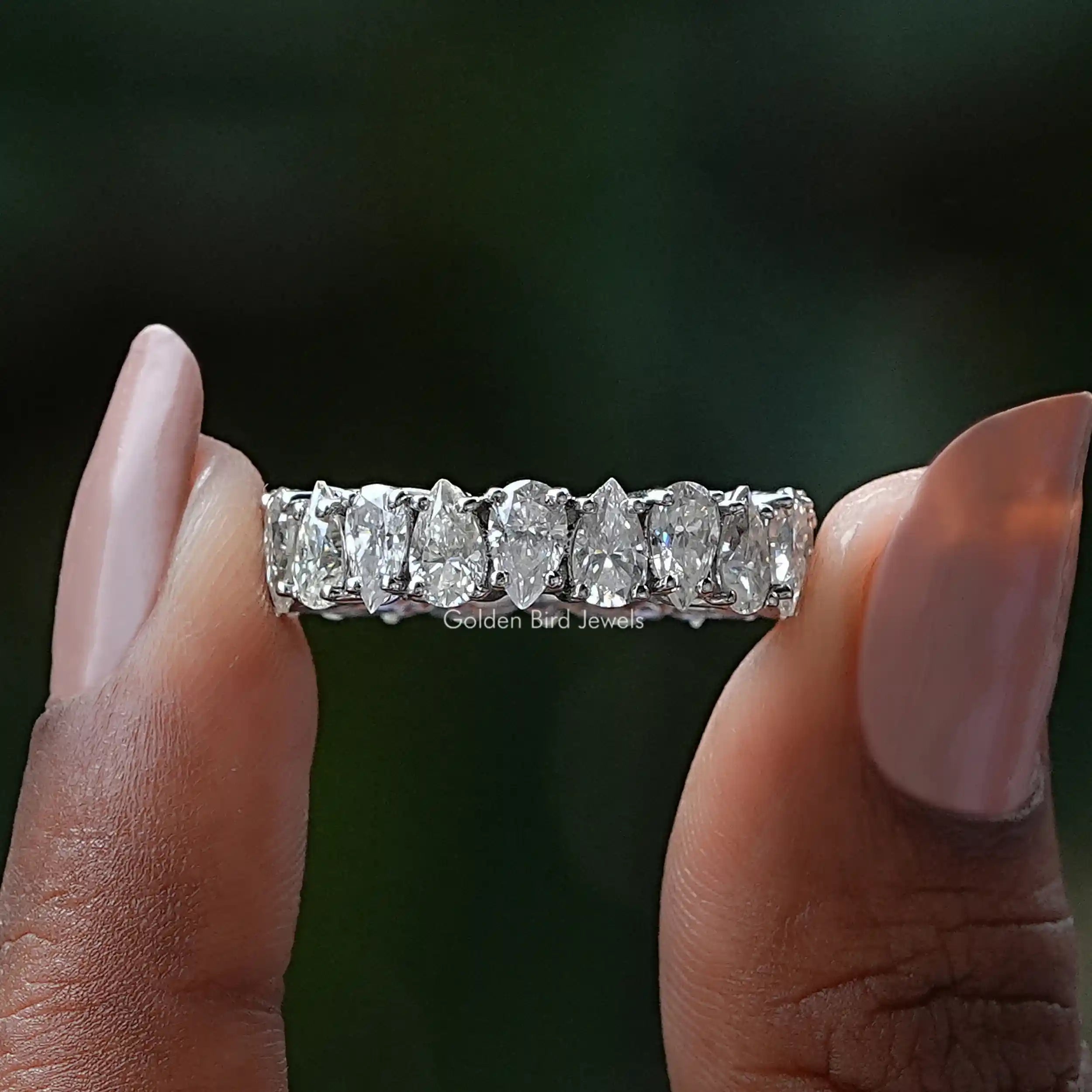 Sterling Silver 925 Eternity Band Ring – 3.5mm, White & Blue Cubic Zirconia, Rhodium Plated, Wedding/Engagement