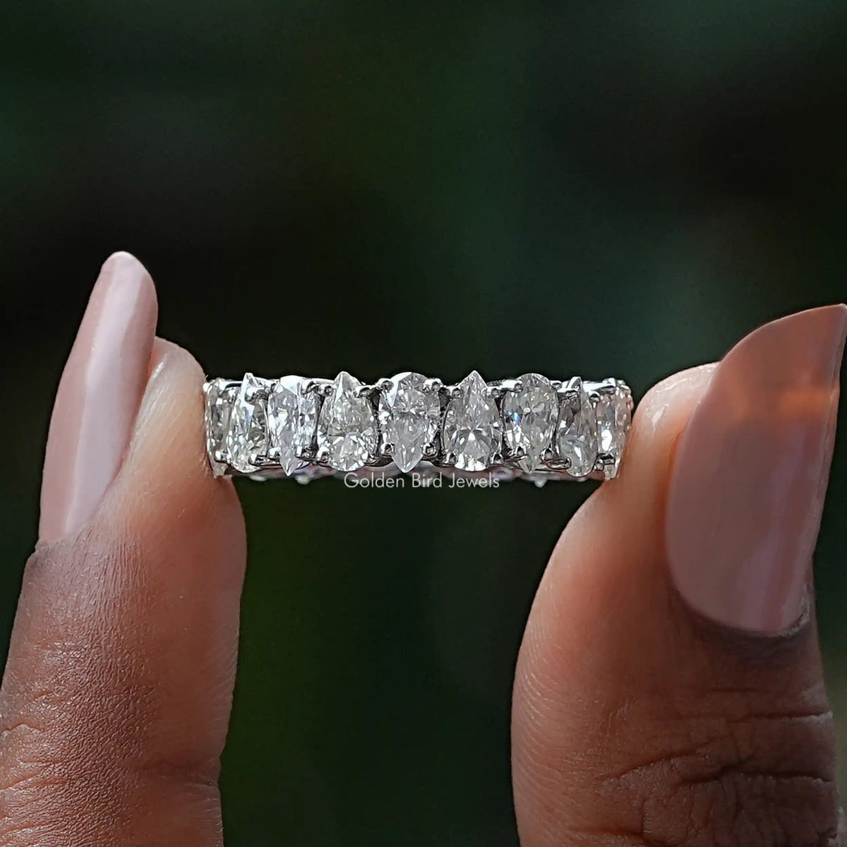 Pear Cut Full Eternity Moissanite Band For Women