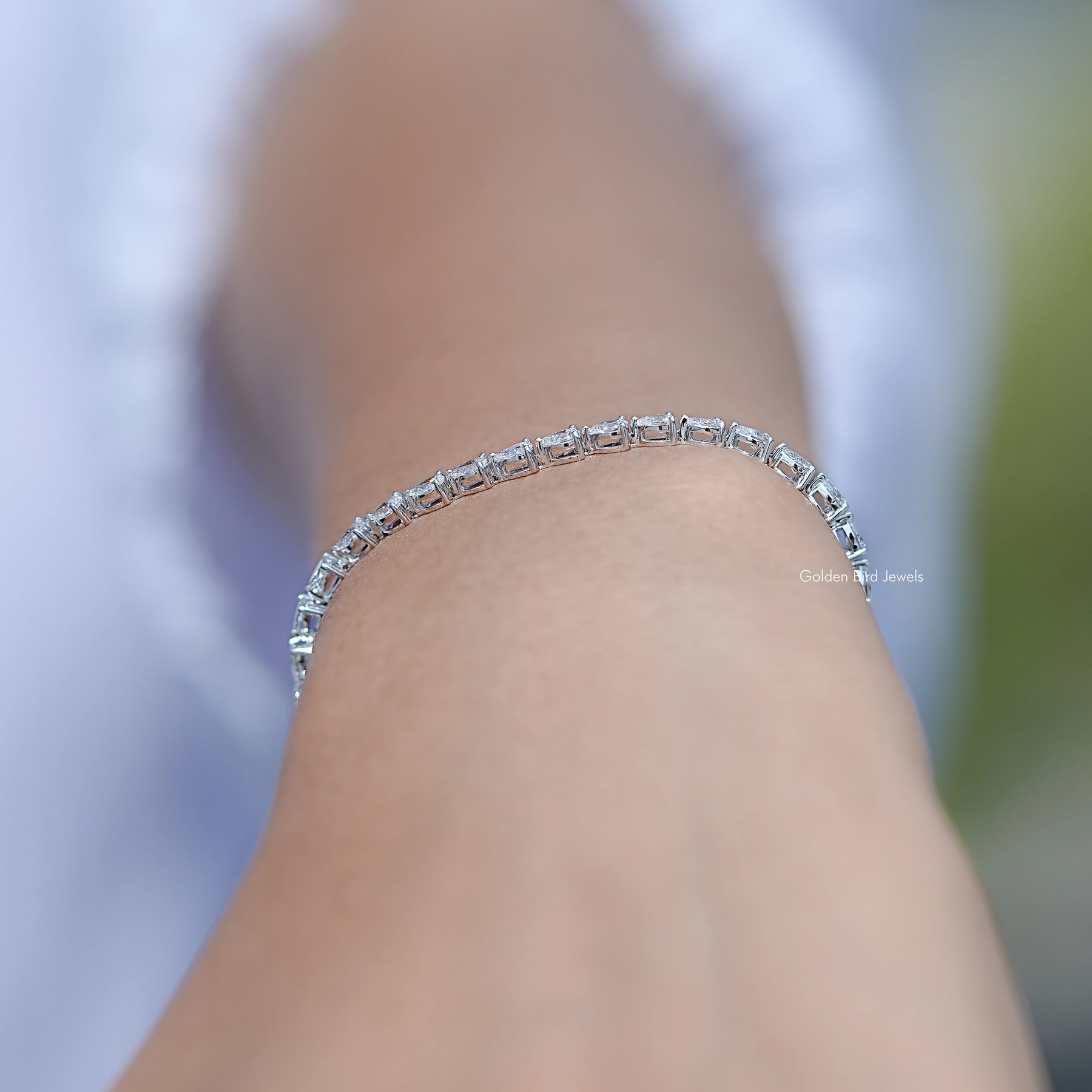 Pear Cut Diamond Tennis Steel Bracelet