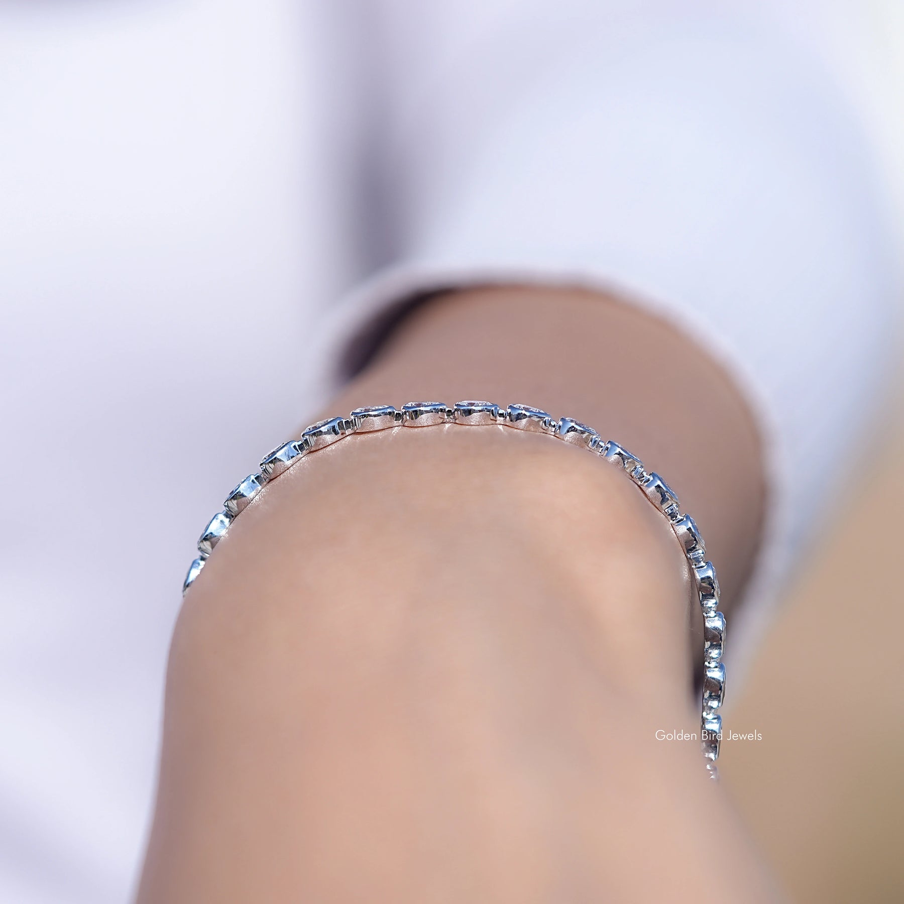 Pear Shaped Lab Diamond Bezel Set Tennis Bracelet