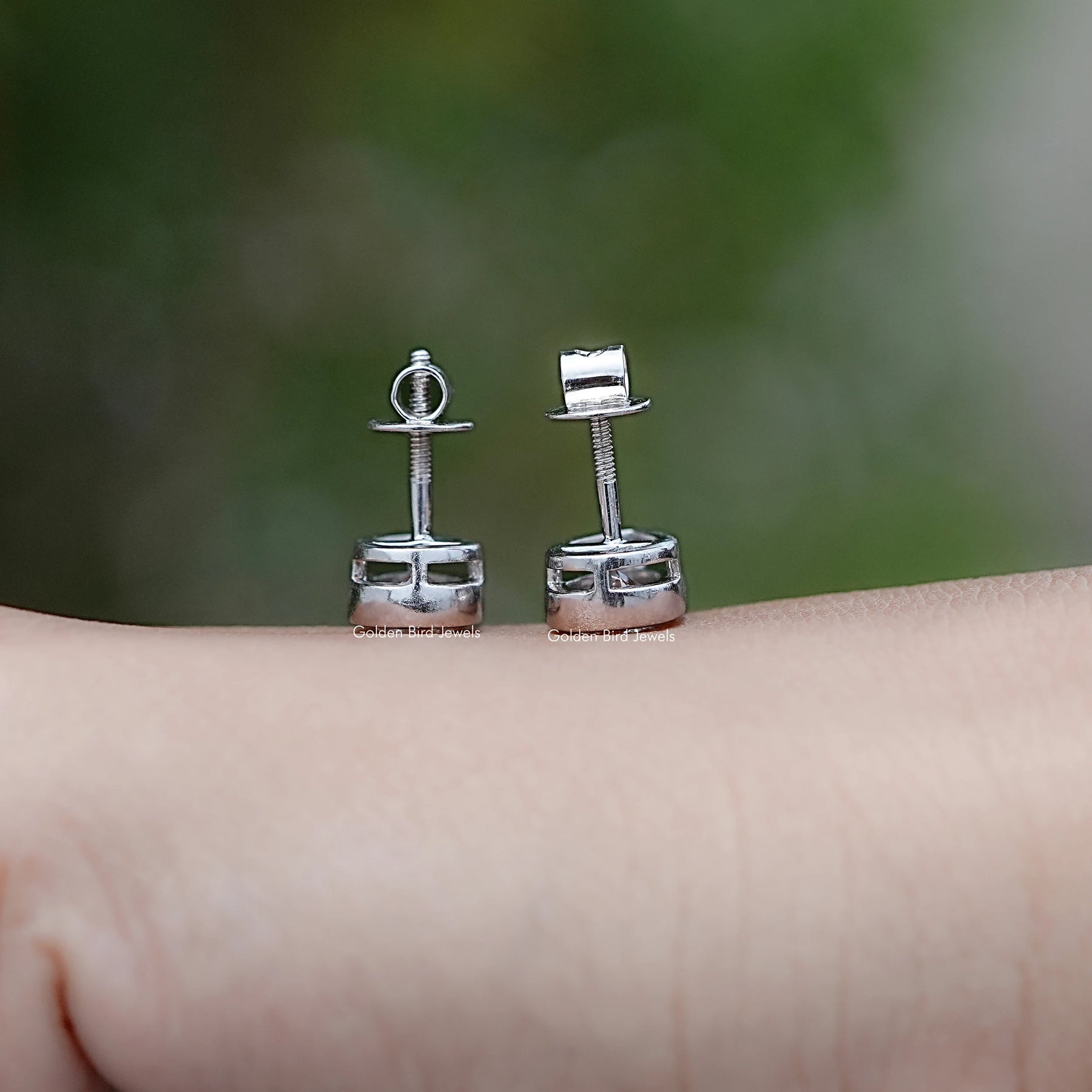 Pear Shaped Lab Diamond Bezel Set Stud Earrings