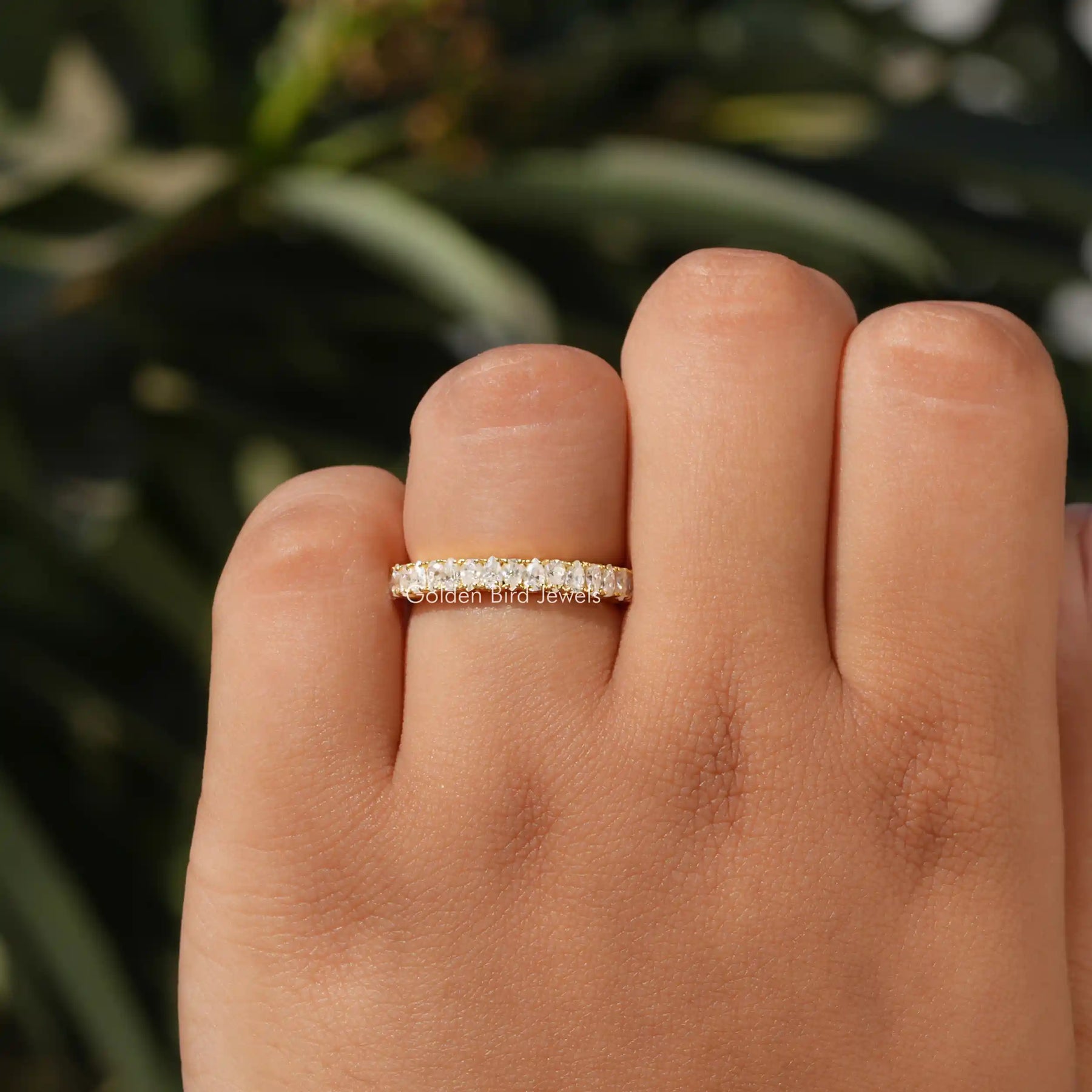 Pear Shaped Moissanite Half Eternity Stacking Band