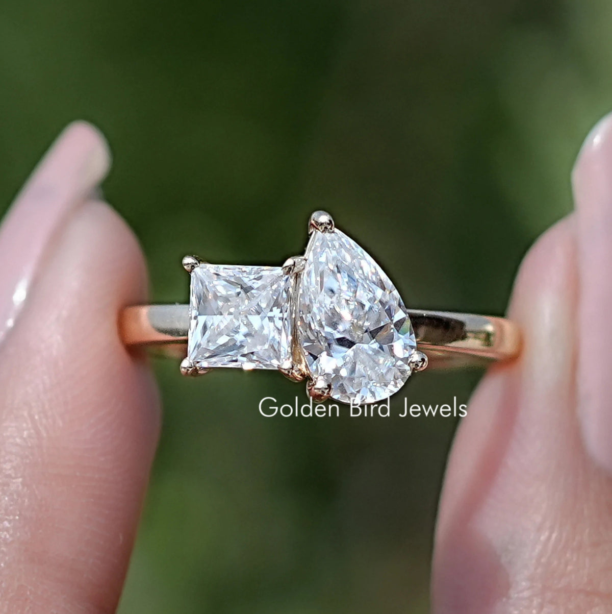 Pear and Princess Cut Lab Diamond Toi Et Moi Ring