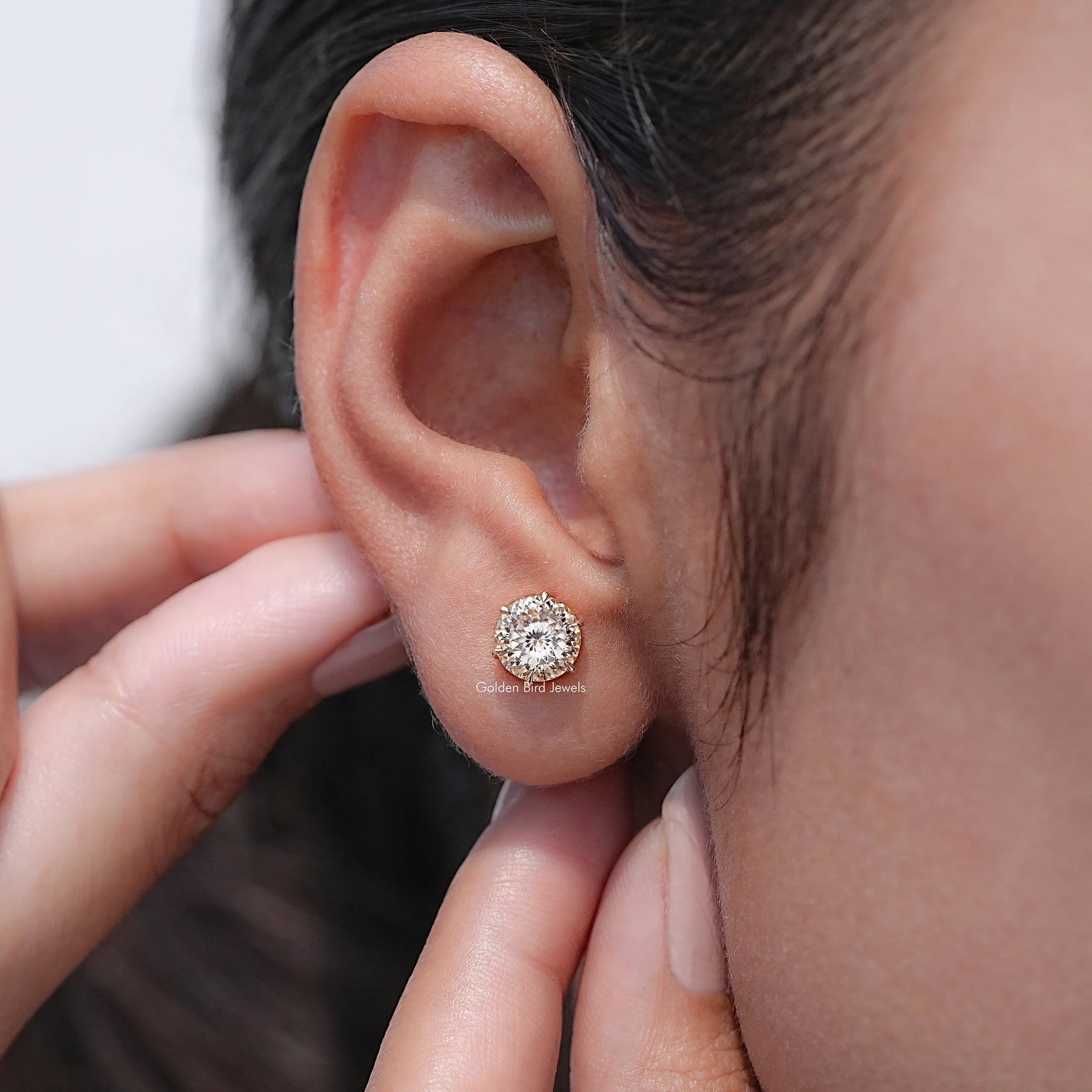 Round Cut Moissanite Stud Earrings