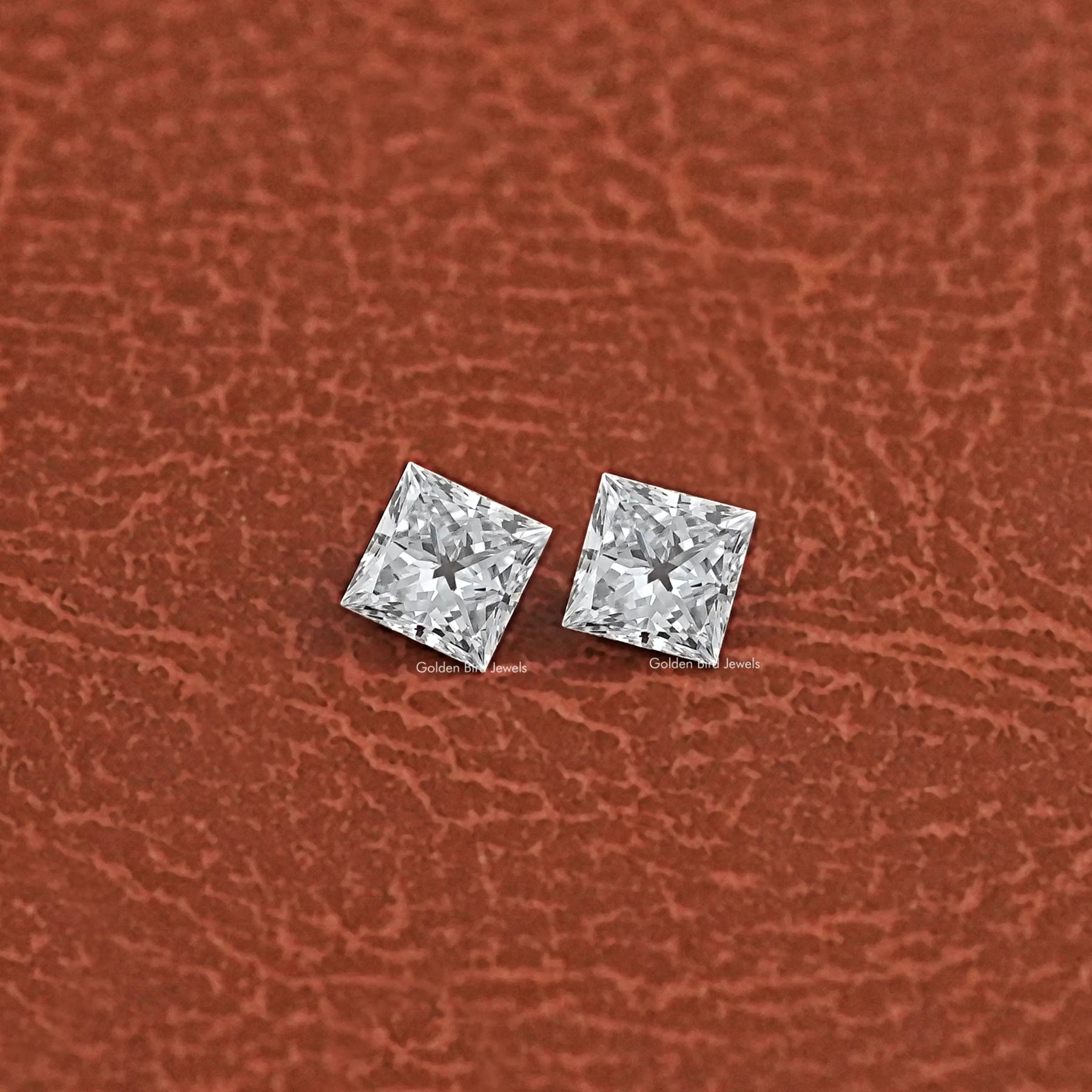 Cross View Of Lab Diamond Princess Shaped Matching Pair