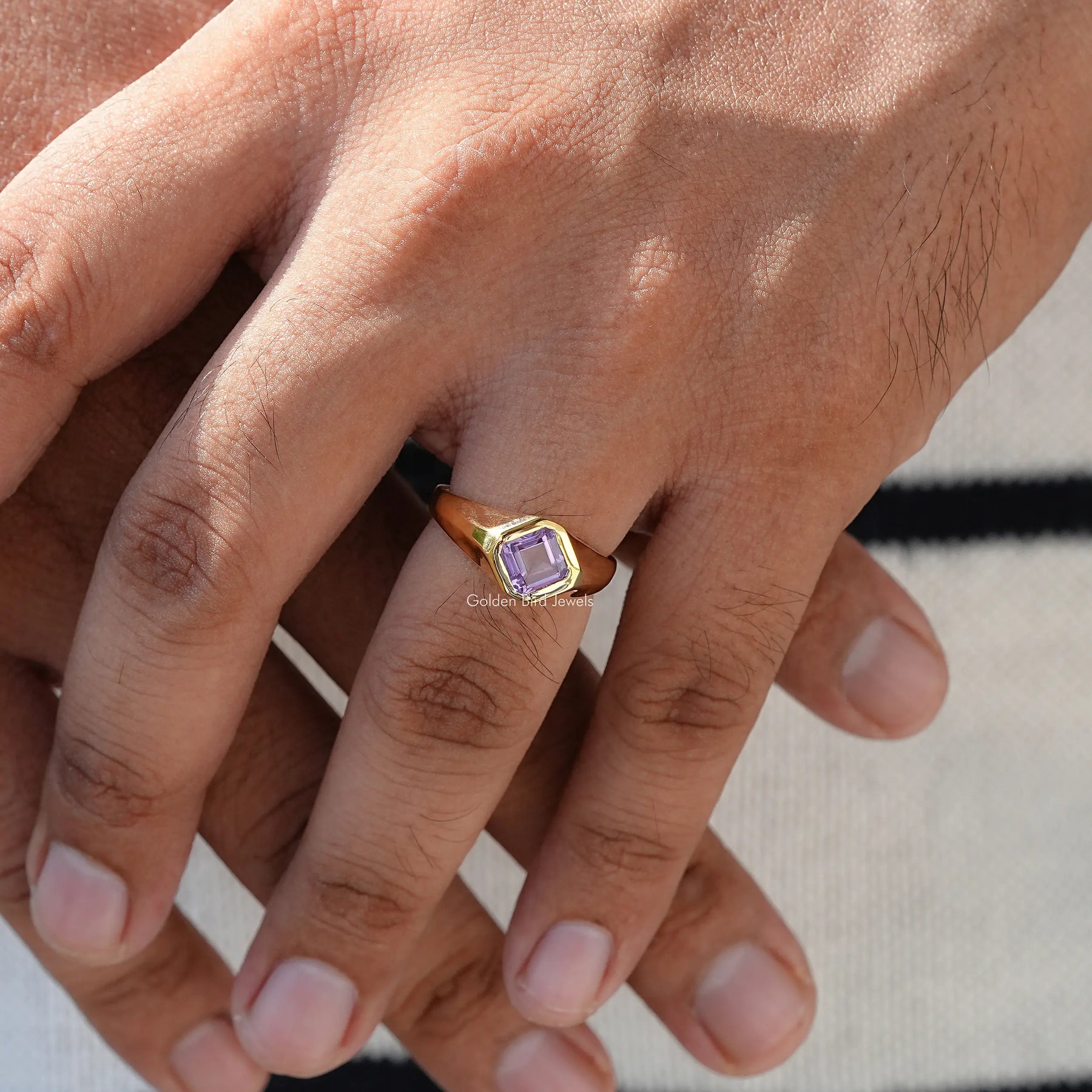 Full view of moissanite Ring in unique shape