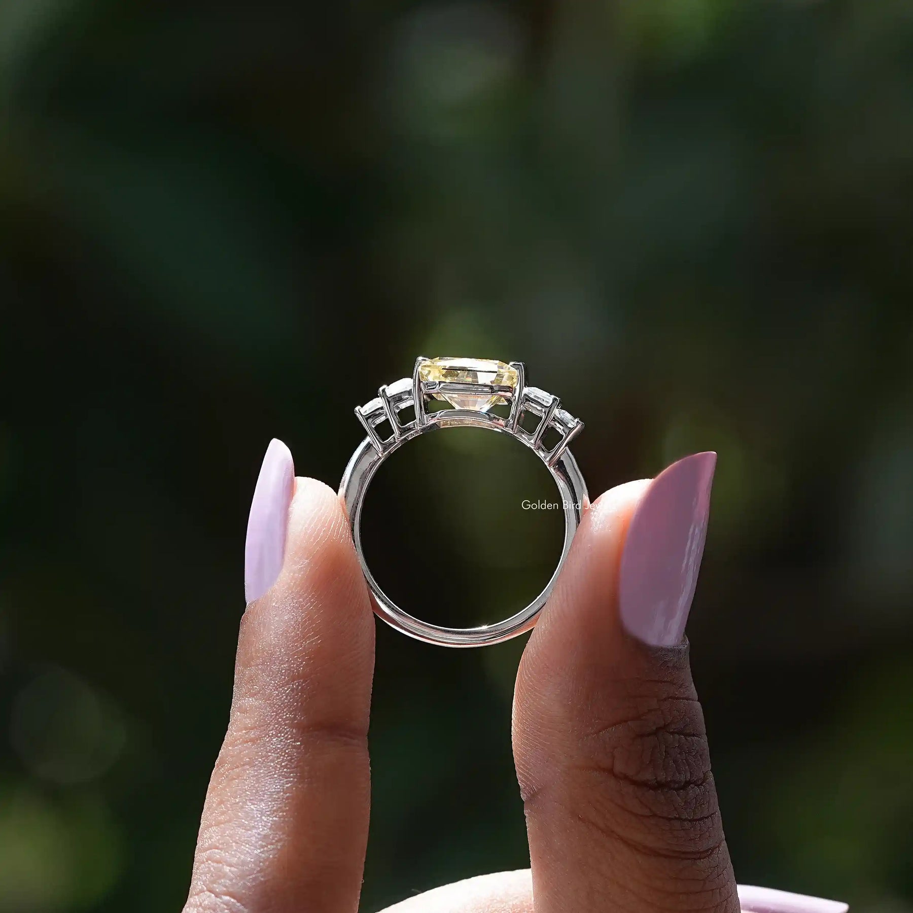 Radiant And Baguette Cut Moissanite Five Stone Ring