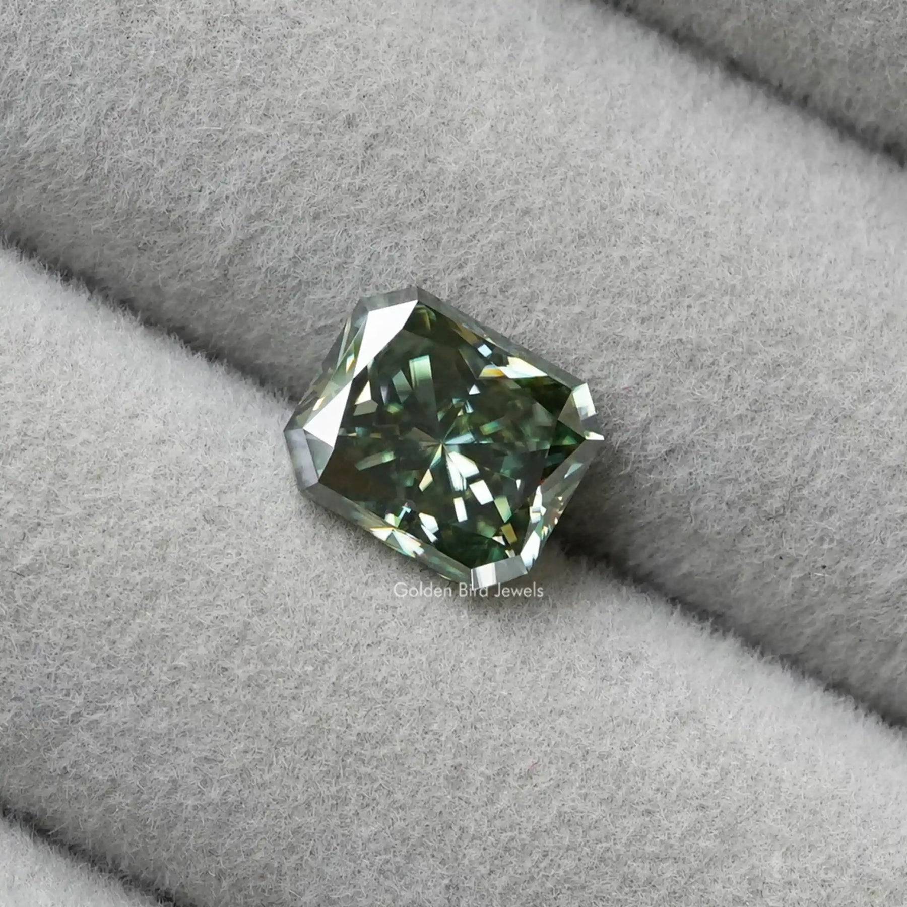 Close view of Crushed Ice Radiant Cut Loose Moissanite