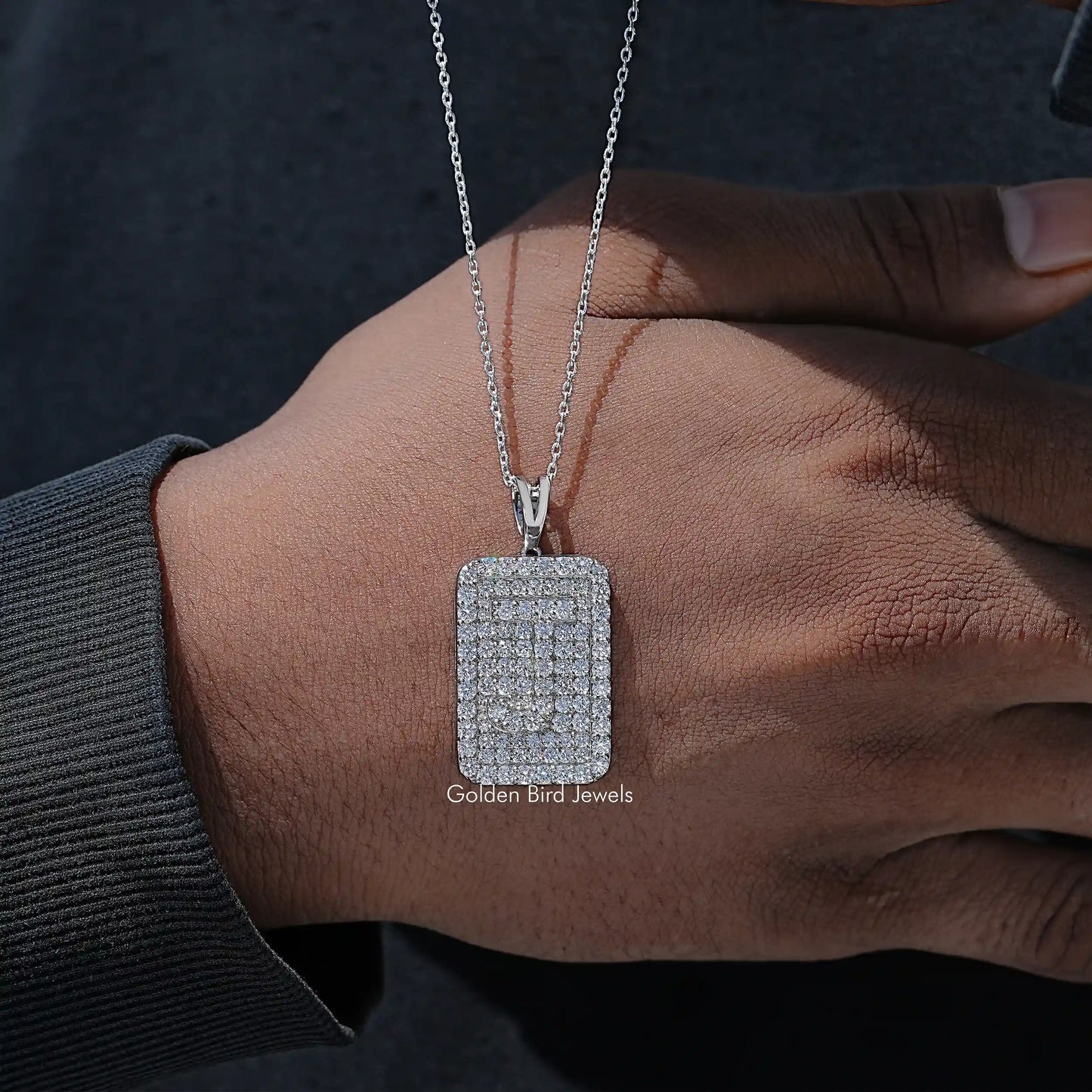 Round Cut Lab Diamond Custom Letter Pendant