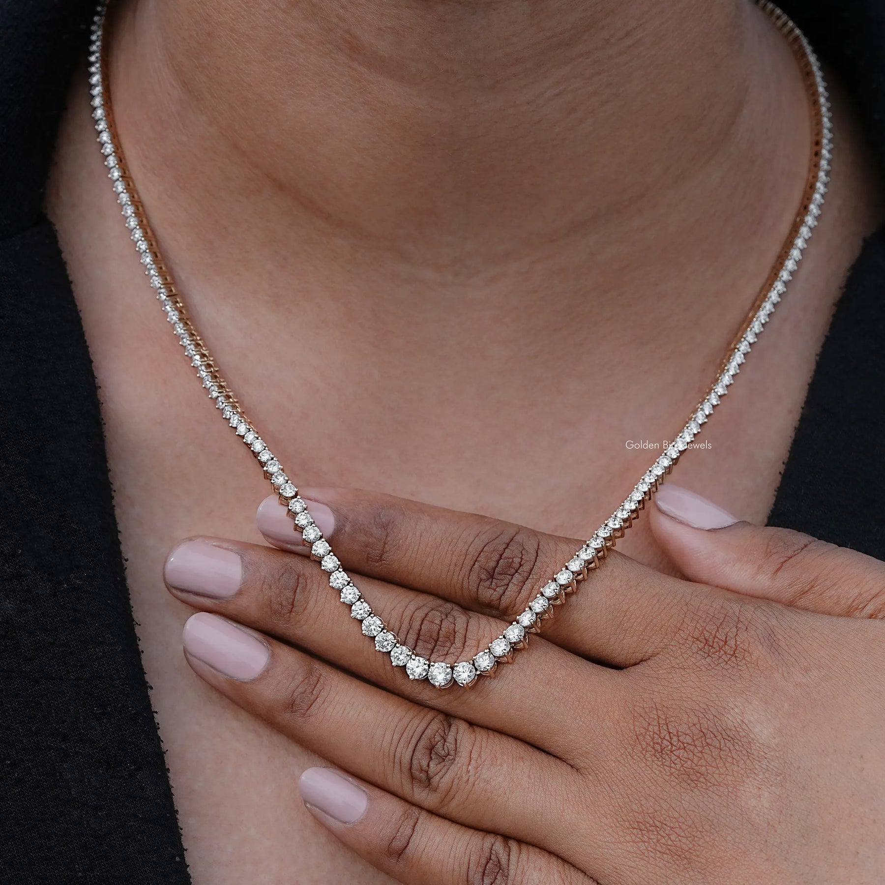 View Of Lab Diamond Round Cut Necklace in Attractive Look
