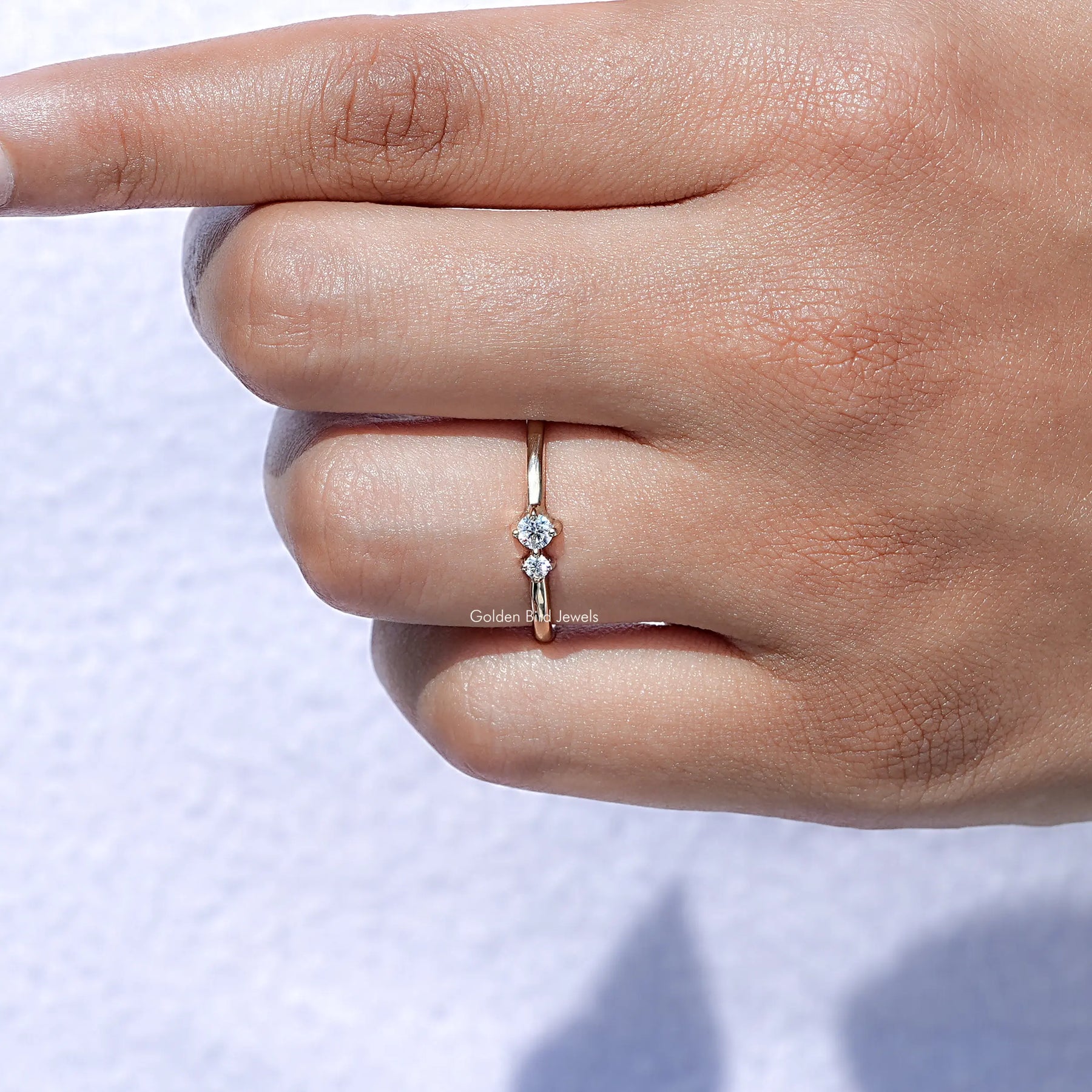 Close-Up View of Round Cut Diamond Toi Et Moi Engagement Ring In White Gold