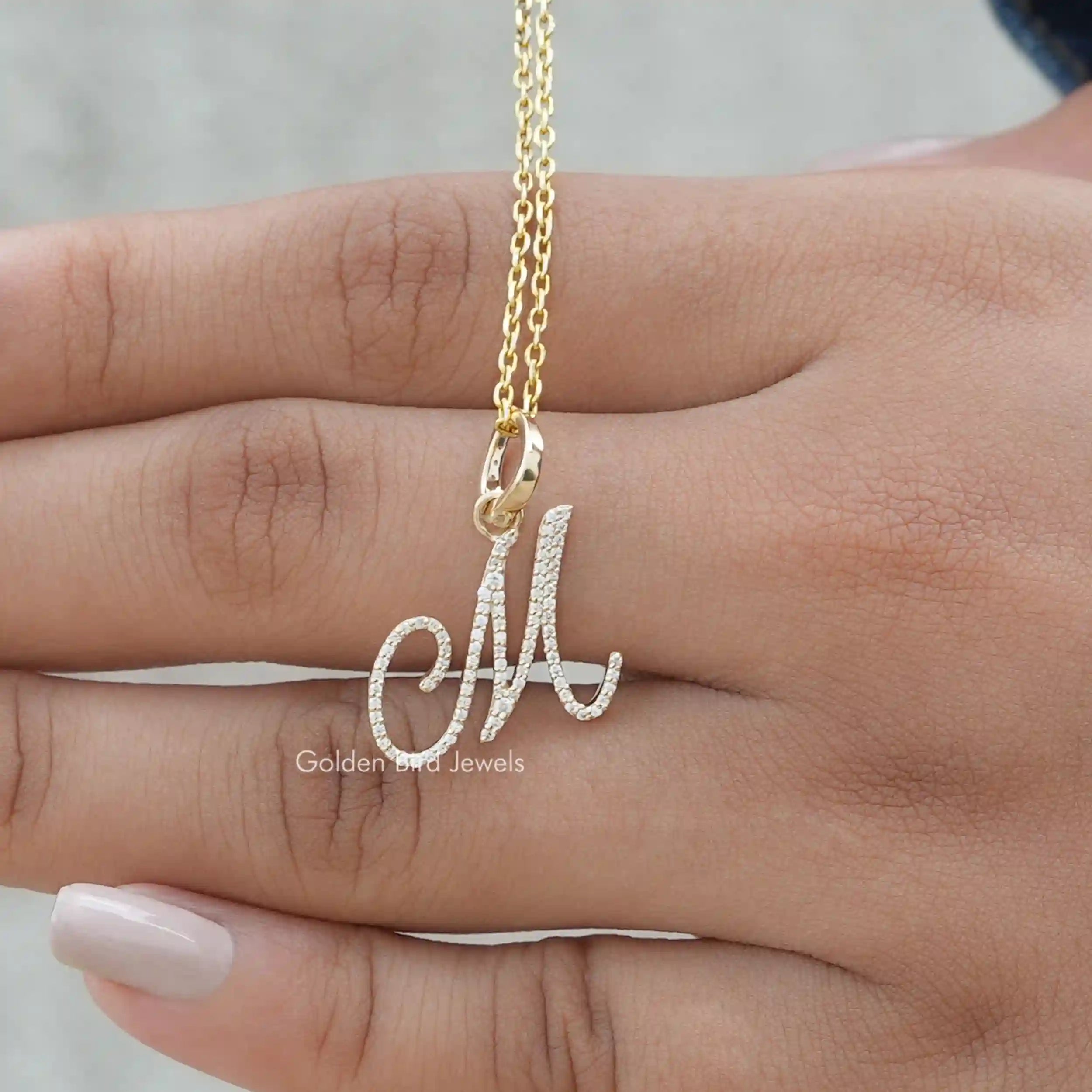 Round Cut Moissanite Custom Letter Pendant