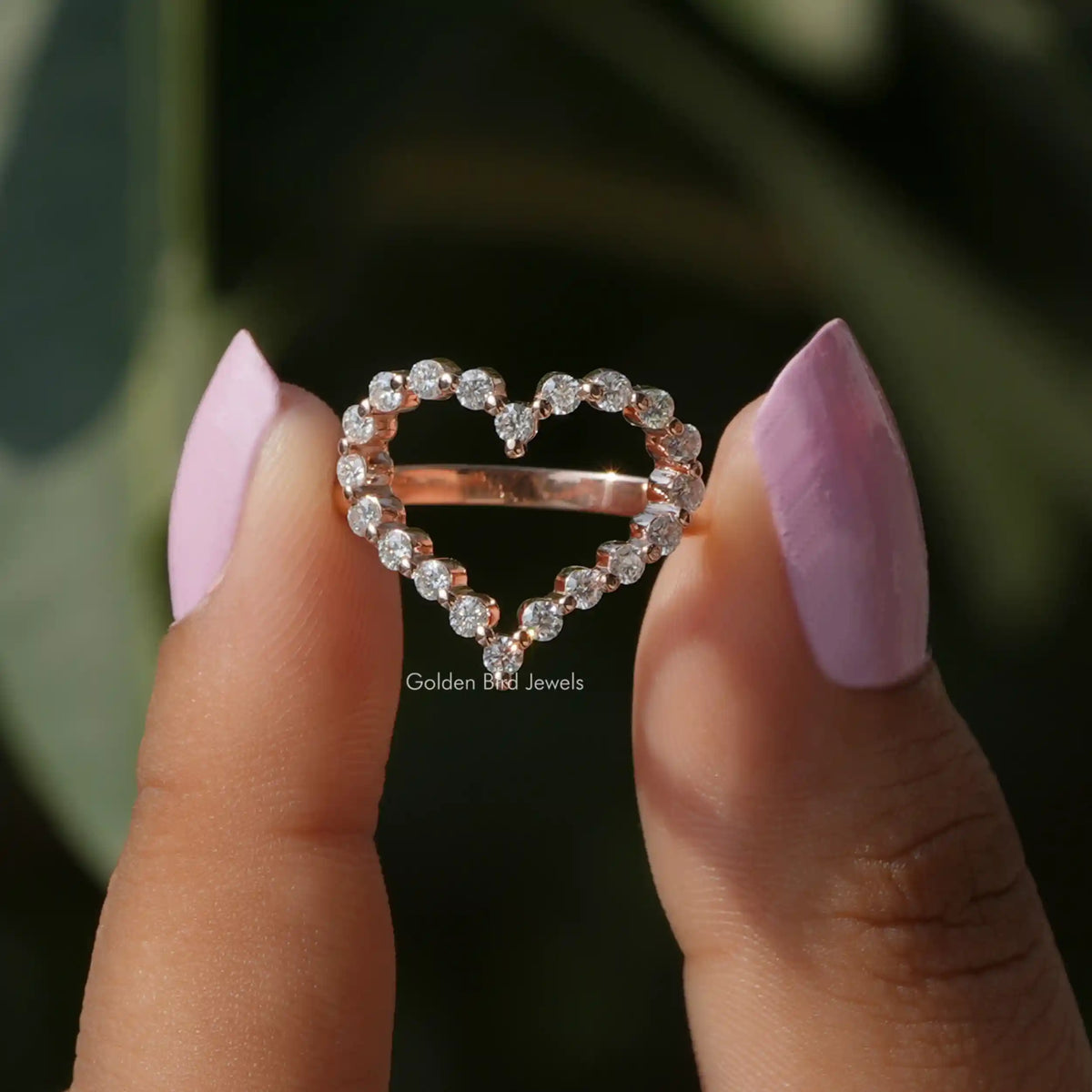 Round Cut Moissanite Heart Shape Engagement Ring