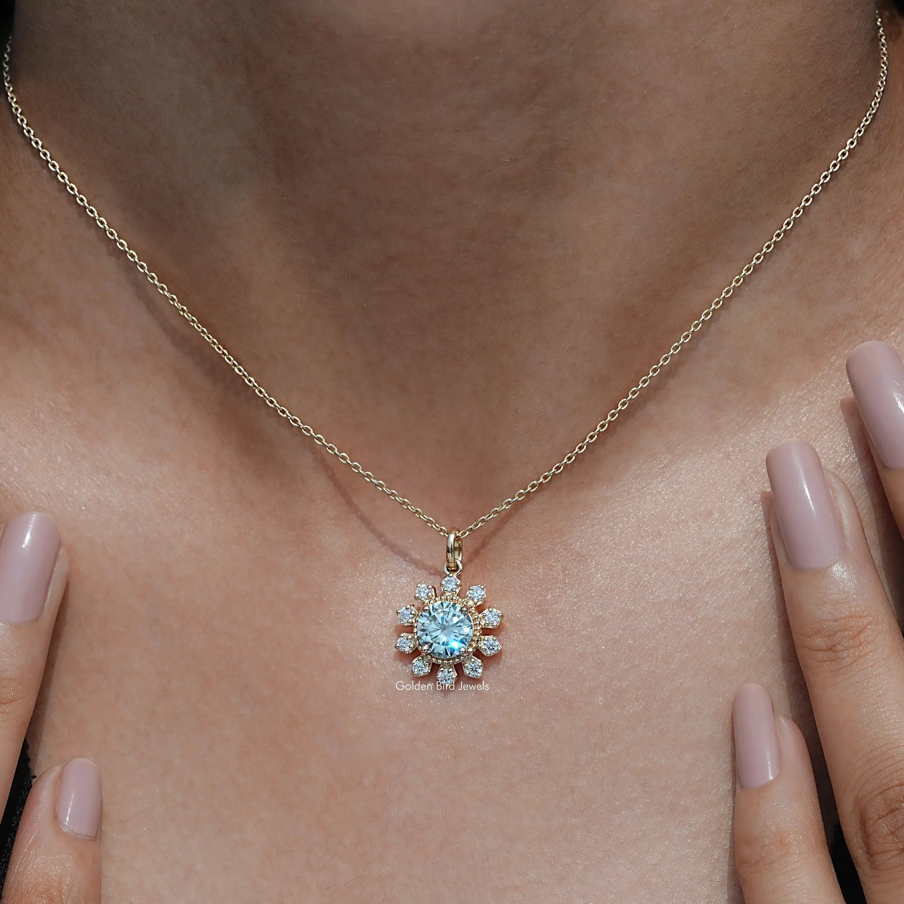 Close view of moissanite chain bracelet in secure setting