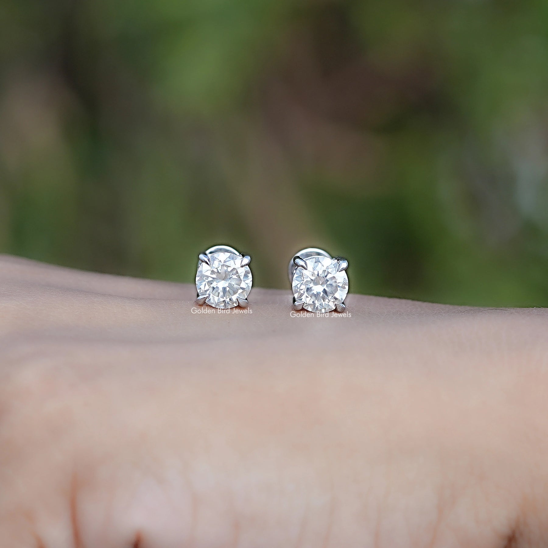 Round Cut Moissanite Stud Earrings