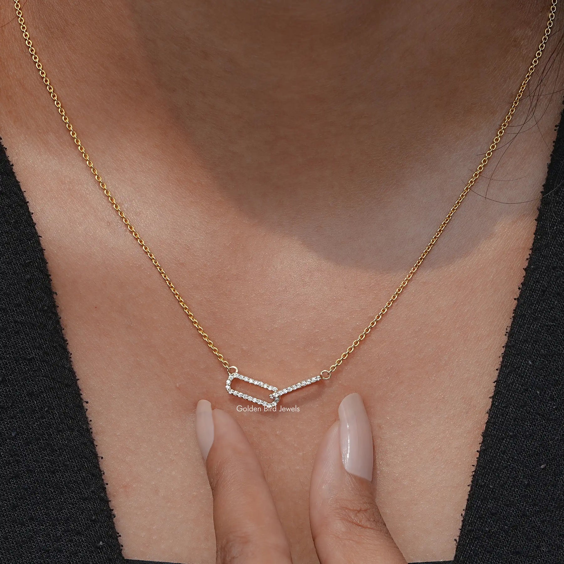 Front View of Round Cut Lab Grown Diamond Pendant In Yellow Gold