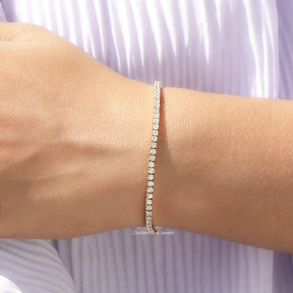 View Of Round Cut Lab Diamond Tennis Bracelet