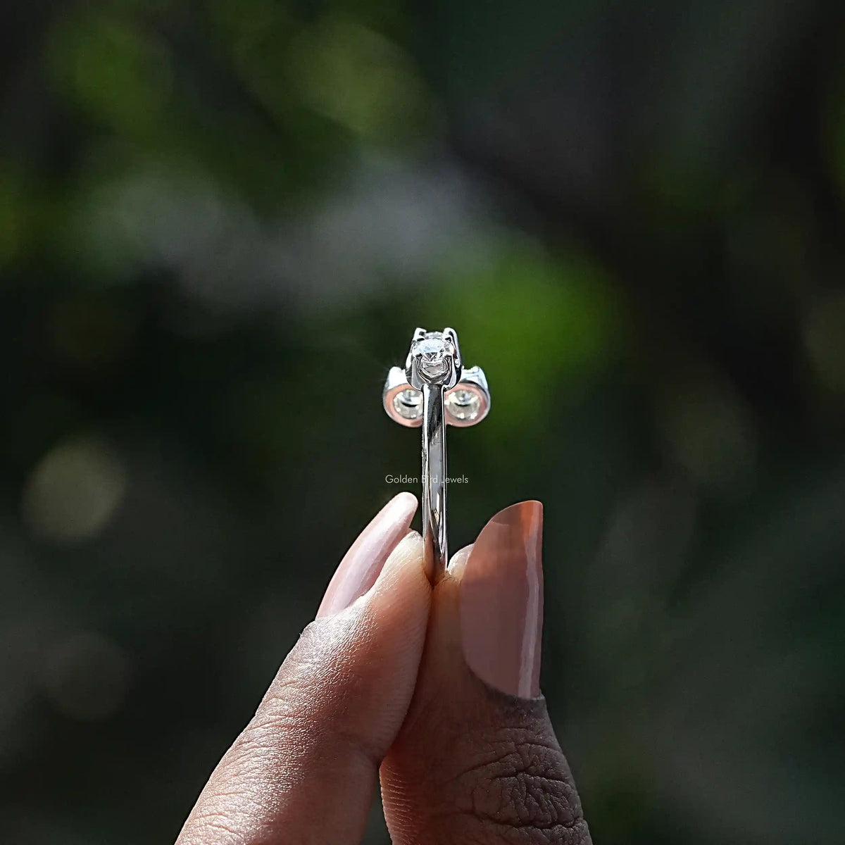 Round Cut Moissanite Open Cuff Wedding Ring