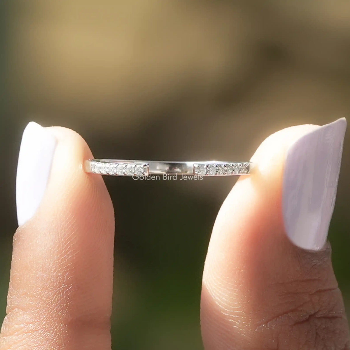 Round Moissanite Open Cuff Matching Band