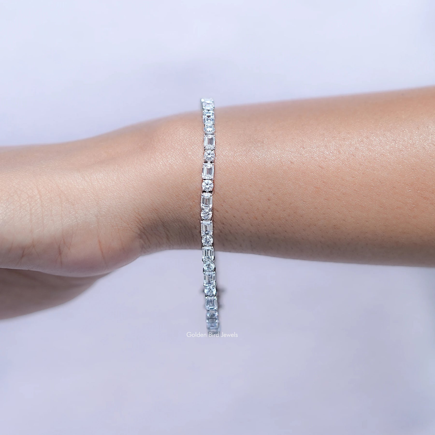 Side View Of Round Cut Diamond Tennis Bracelet