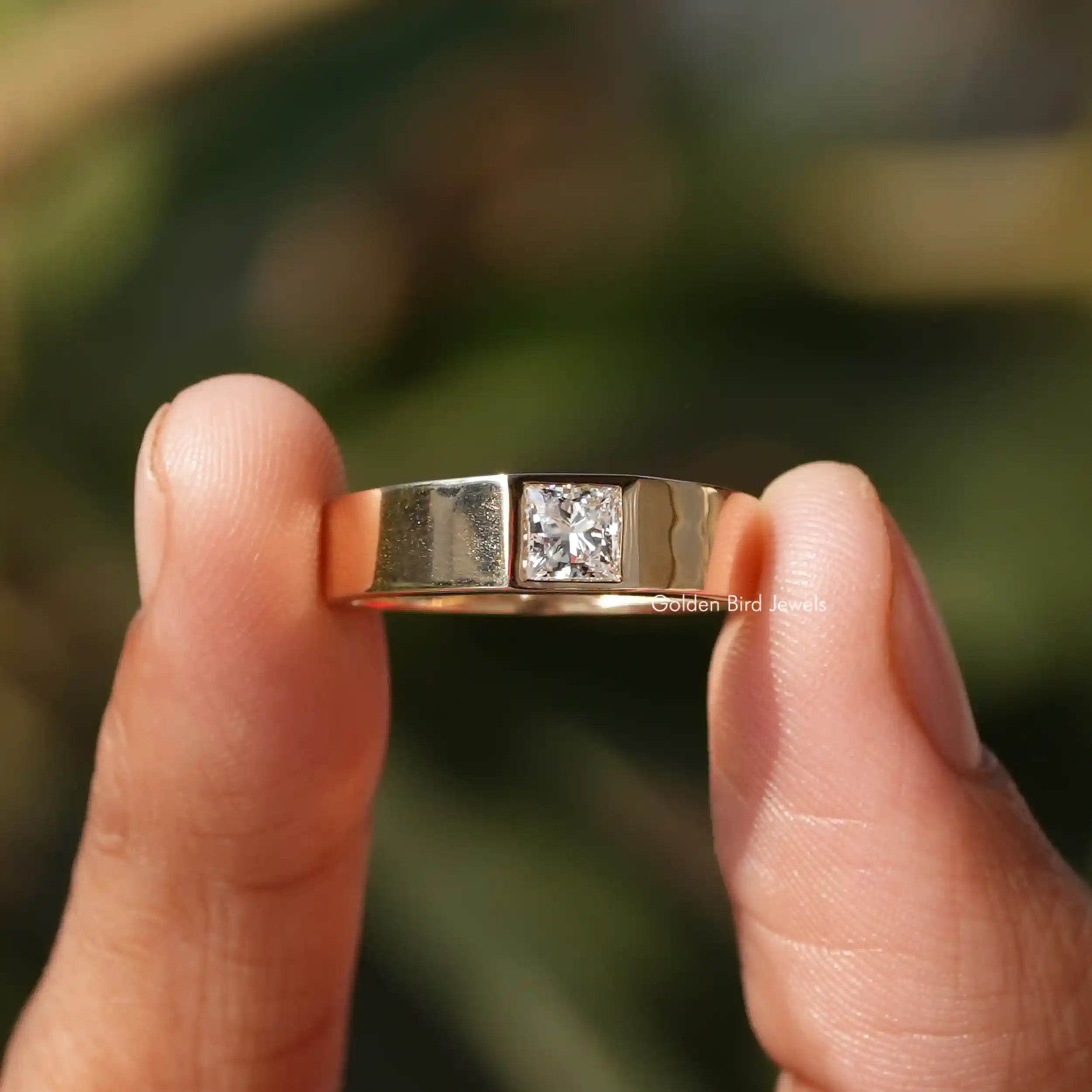 Princess Cut Moissanite Men s Ring
