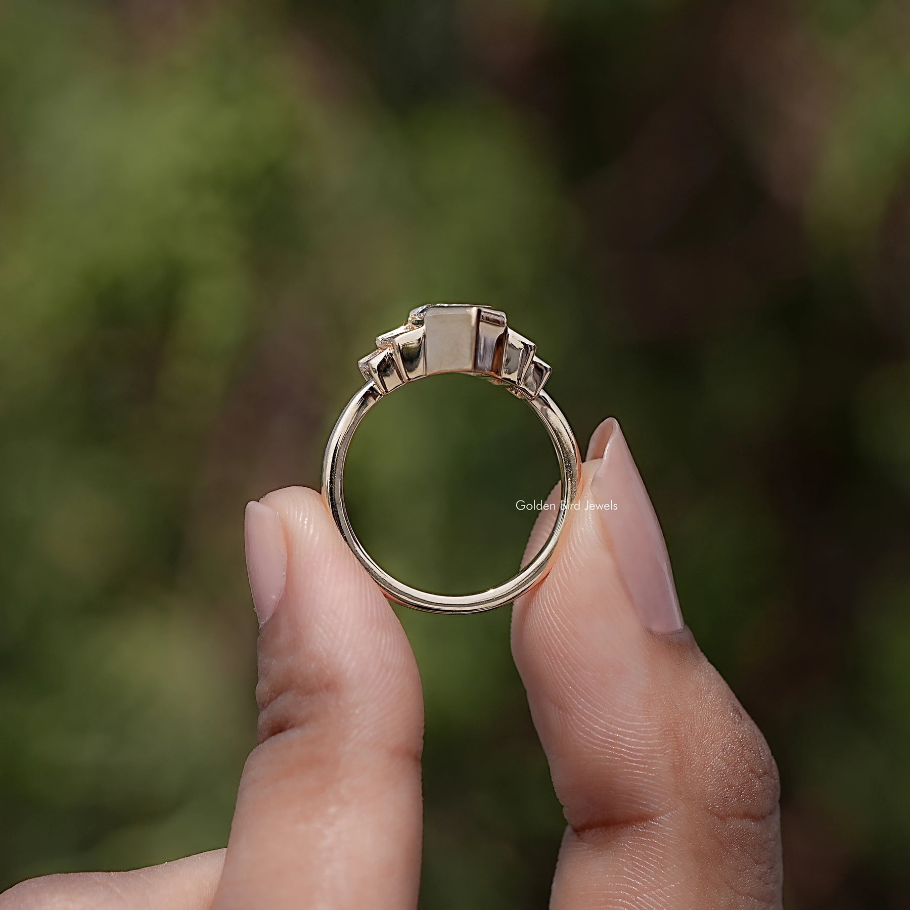 Step Cut Hexagon Lab Grown Diamond Five Stone Ring