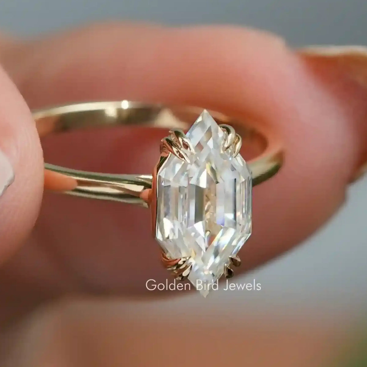 Step Cut Dutch Marquise Moissanite Ring
