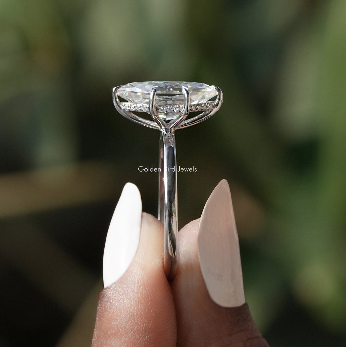 Side View of Dutch Marquise Cut Moissanite Solitaire Ring