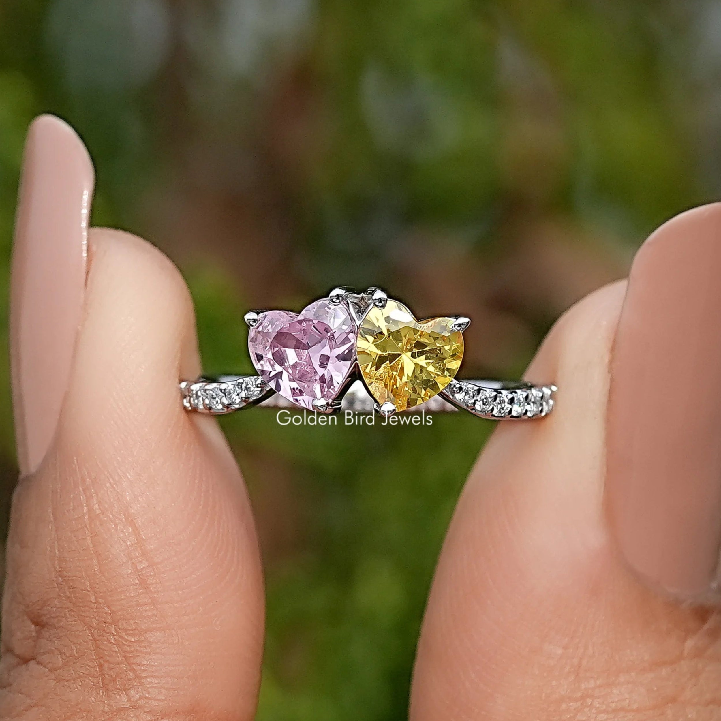 Gemstone Heart Shaped Toi Moi Ring – goldenbirdjewels