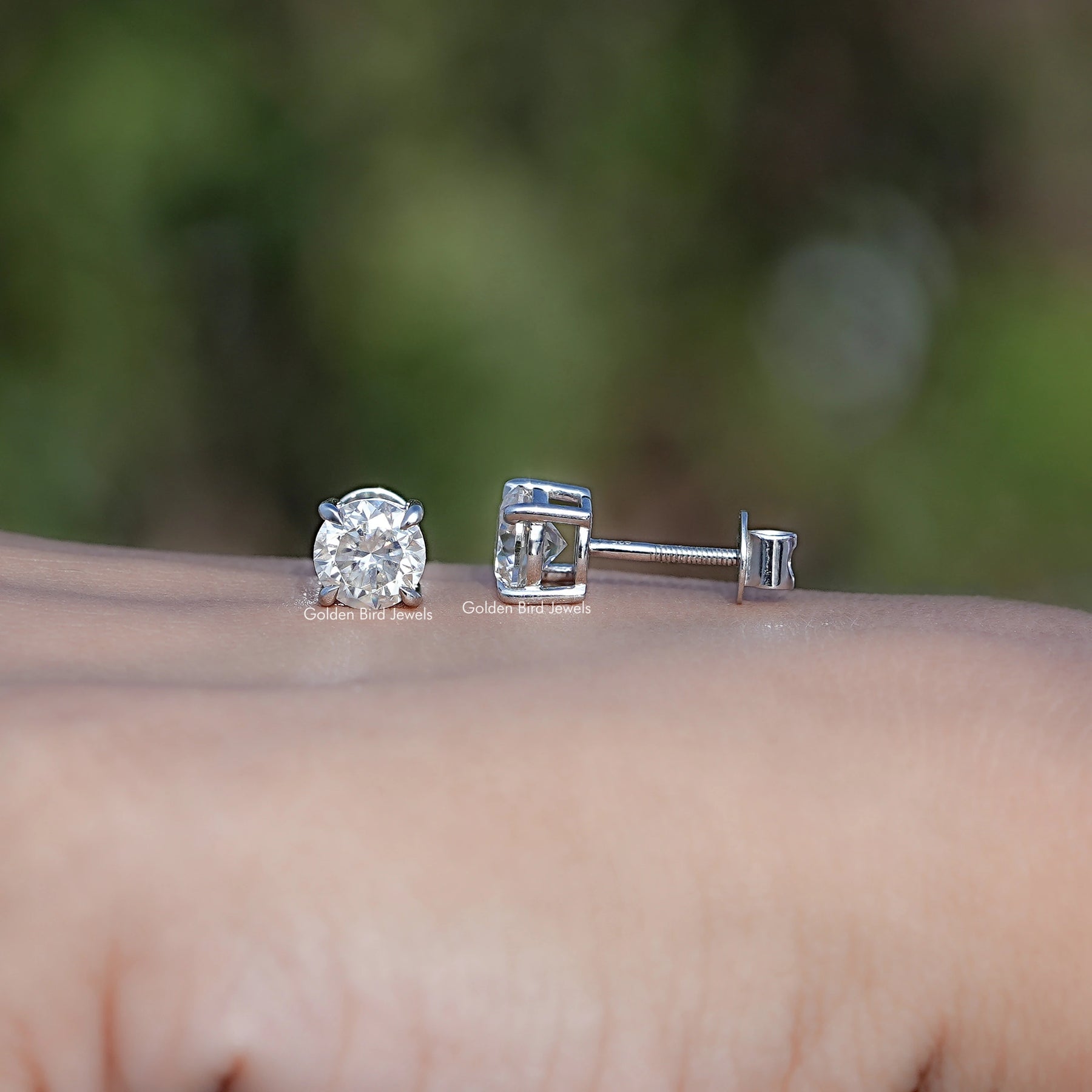 Round Cut Moissanite Stud Earrings