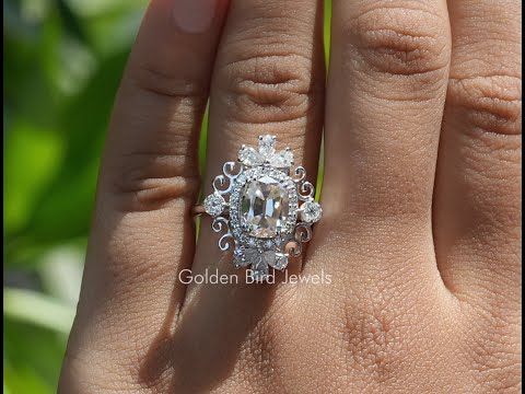 [YouTube Video Of Moissanite Vintage Style Old Mine Cushion Cut Ring]-[Golden Bird Jewels]