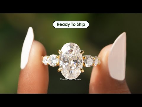 [YouTube Video Of Crushed Iced Oval Moissanite Accent Stone Ring]-[Golden Bird Jewels]
