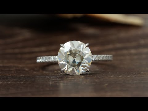 [YouTube Video Of Old European Round Cut Moissanite Hidden Halo Ring]-[Golden Bird Jewels]