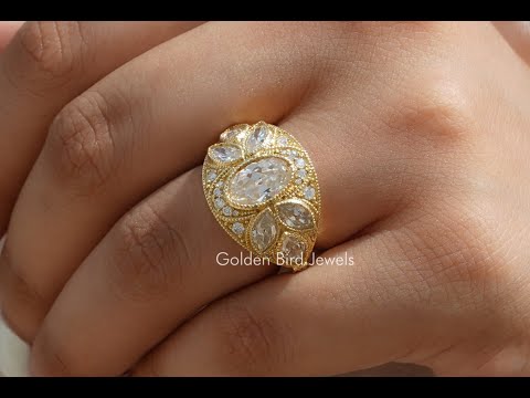 [YouTube Video Of Old Mine Moval Cut Vintage Engagement Ring]-[Golden Bird Jewels]