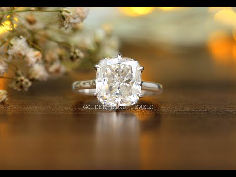 Elongated Cushion Cut Moissanite Solitaire Engagement Ring