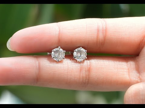 [YouTube Video Of Portuguese Moissanite Stud Wedding Earrings]-[Golden Bird Jewels]