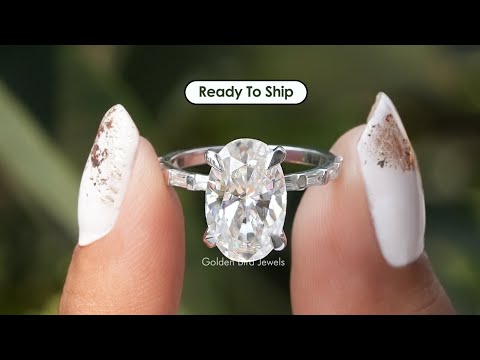 [YouTube Video Of Crushed Ice Oval And Baguette Cut Moissanite Ring]-[Golden Bird Jewels]
