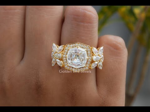 [YouTube Video Of Step Cut Cushion Cut Moissanite Ring]-[Golden Bird Jewels]