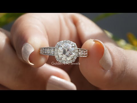 [YouTube Video Of Old European Round Cut Halo Moissanite Vintage Ring]-[Golden Bird Jewels]
