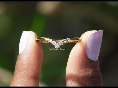 [YouTube Video Of Chevron V Shaped Moissanite Yellow Gold Ring]-[Golden Bird Jewels]