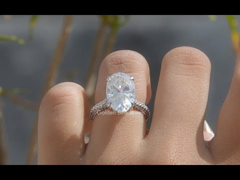 [YouTube Video Of Oval Moissanite Hidden Halo Engagement Ring]-[Golden Bird Jewels]