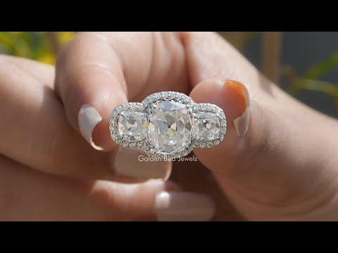 [YouTube Video Of Moissanite Old Mine Cushion Cut Ring]-[Golden Bird Jewels]