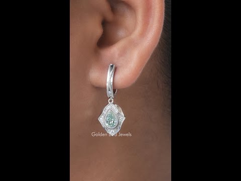 [YouTube Video Of Pear And Round Cut Moissanite Dangle Earrings]-[Golden Bird Jewels]