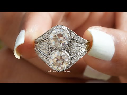 [YouuTube Video Of Old European Round Cut Moissanite Wedding Ring]-[Golden Bird Jewels]