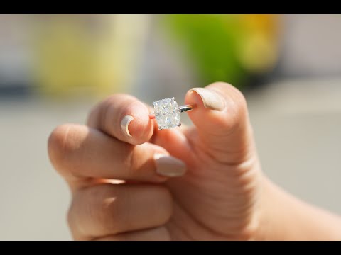 [YouTube Video Of Elongated Moissanite Cushion Cut Ring]-[Golden Bird Jewels]