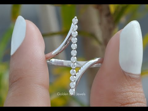 [YouTube Video Of Moissanite Round Cut Vertical Bar Shared Prong Setting Ring]