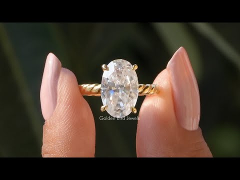 [YouTube Video Of Crushed Ice Oval Cut Moissanite Solitaire Ring]-[Golden Bird Jewels]